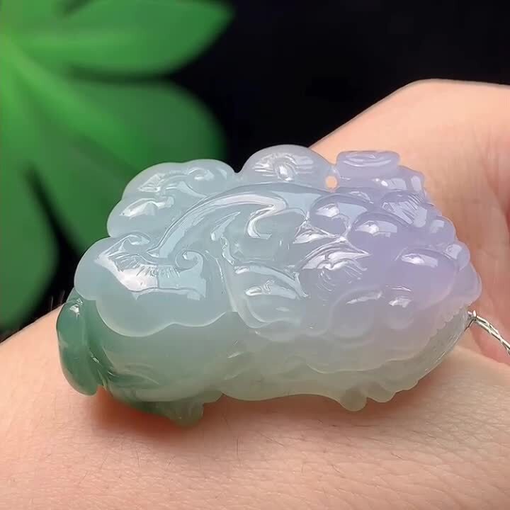 翡翠飄花貔貅,天然翡翠A玉, 緬甸玉, Jade, Jadeite