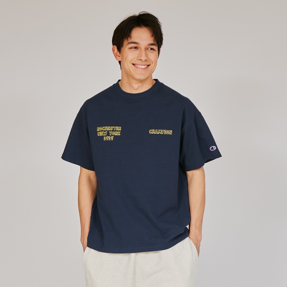 男款-CASUAL 寬版印花短袖TEE-深藍色（C3-C302-370）