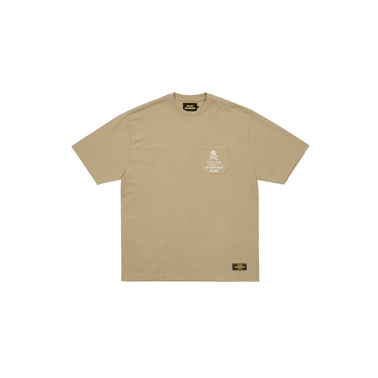 -(B3e04)- PALACE X NEIGHBORHOOD POCKET T-SHIRT 聯名 骷髏 口袋 短T 卡其-P29TS104