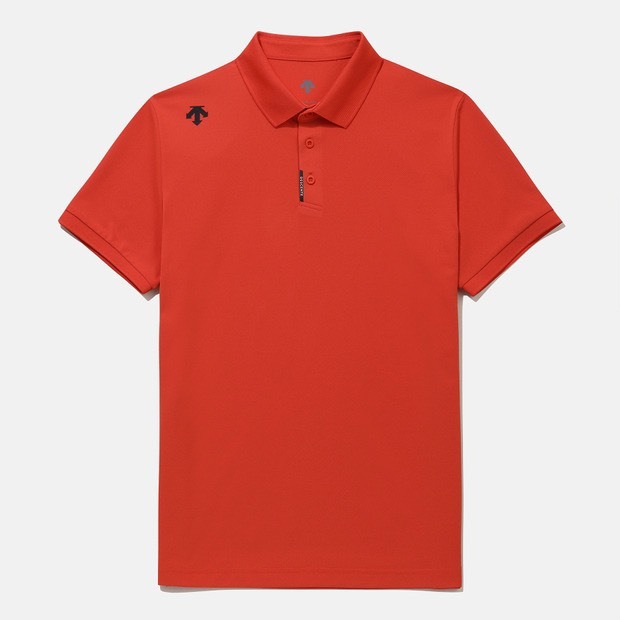 DESCENTE 迪桑特 經典小LOGO款 POLO襯衫 短袖 橘紅色