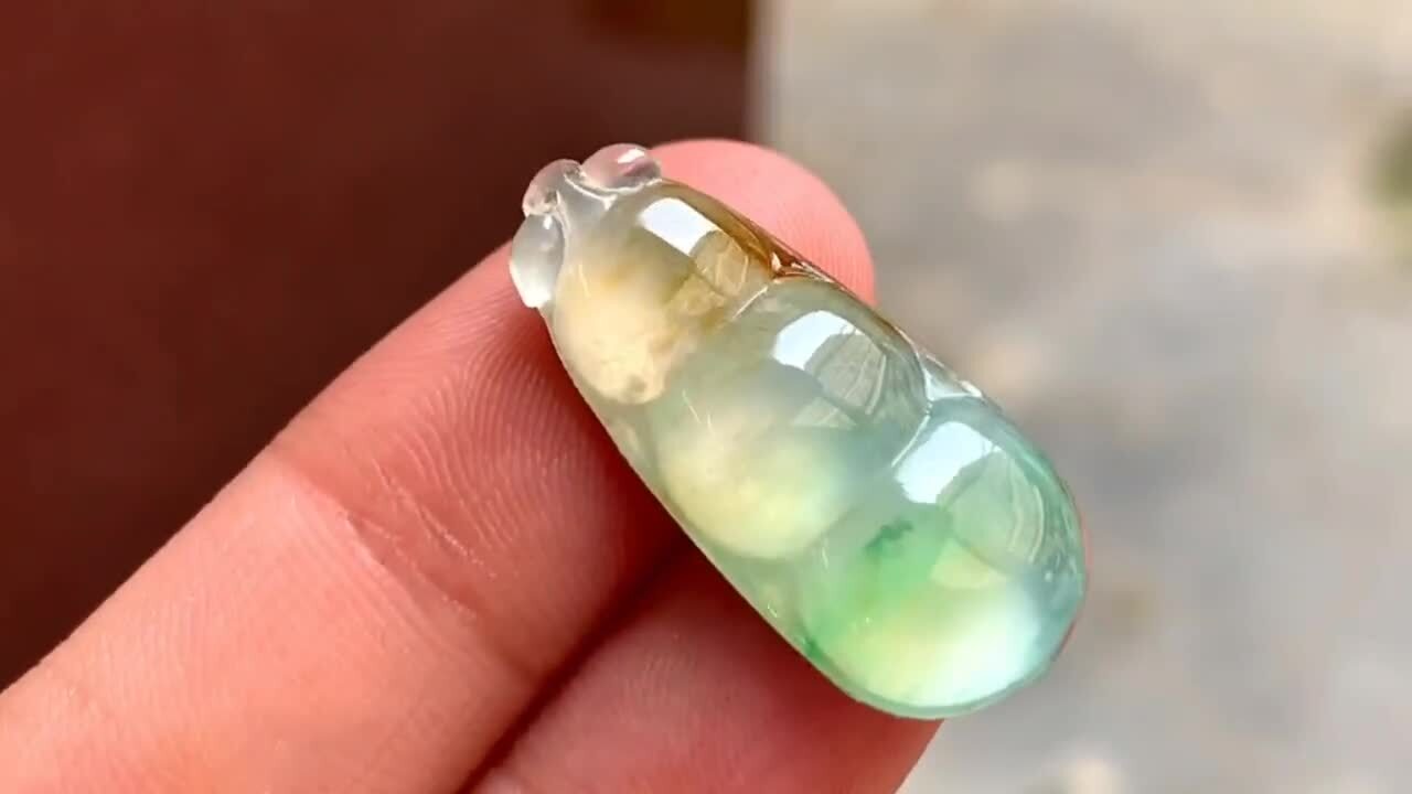 翡翠黃加綠福豆,天然翡翠A玉, 緬甸玉, Jade, Jadeite
