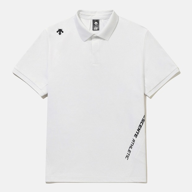 DESCENTE 迪桑特 經典小LOGO款 POLO襯衫 短袖 白色