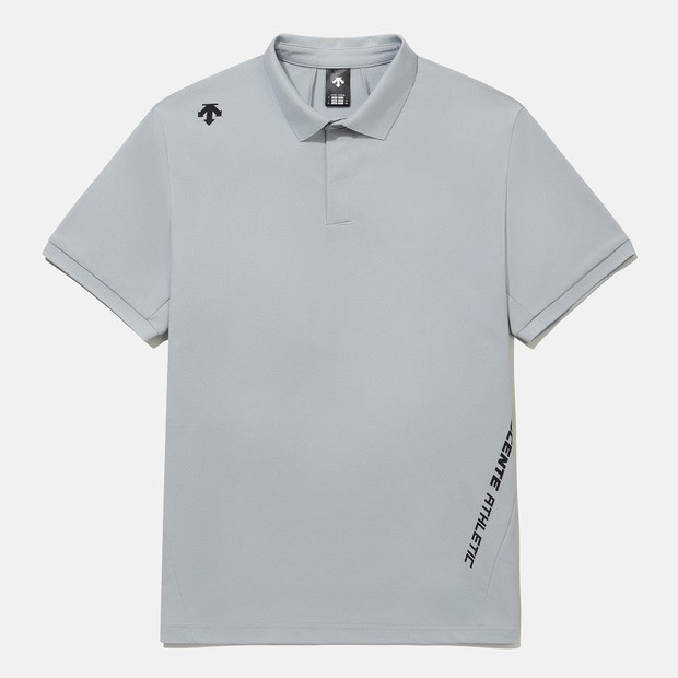 DESCENTE 迪桑特 經典小LOGO款 POLO襯衫 短袖 灰色