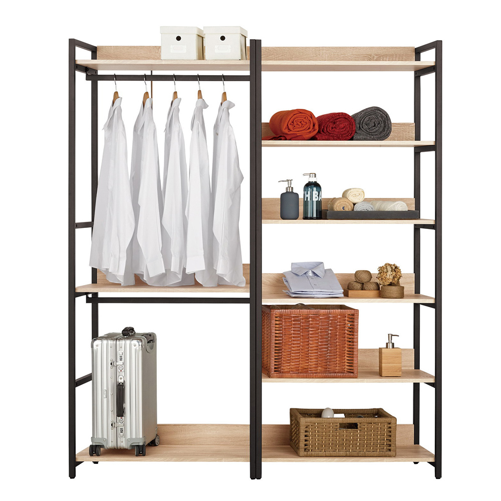 裴拉5.3尺開放式組合衣櫃(雙吊+多層收納)