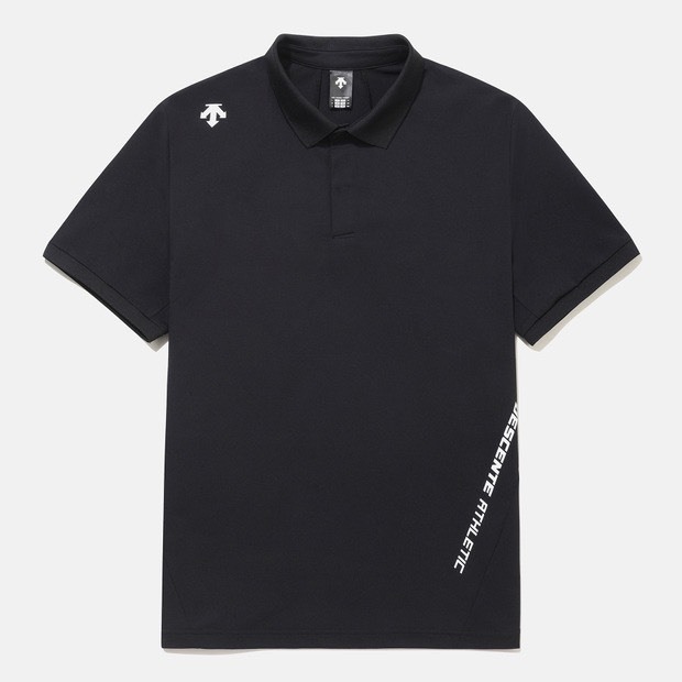 DESCENTE 迪桑特 經典小LOGO款 POLO襯衫 短袖 黑色