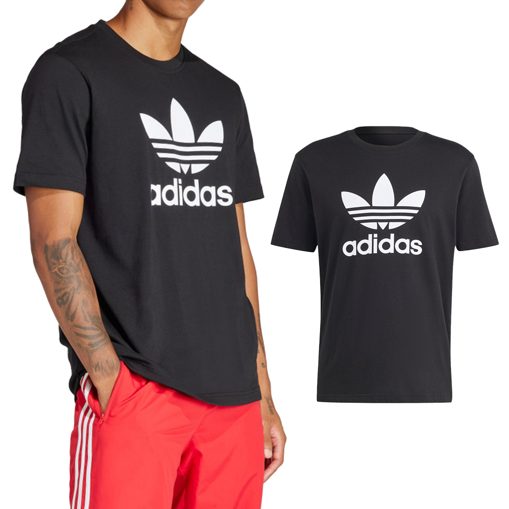 Adidas Trefoil T-Shirt 男款 黑色 經典 三葉草 印花 運動 休閒 短袖 IU2364