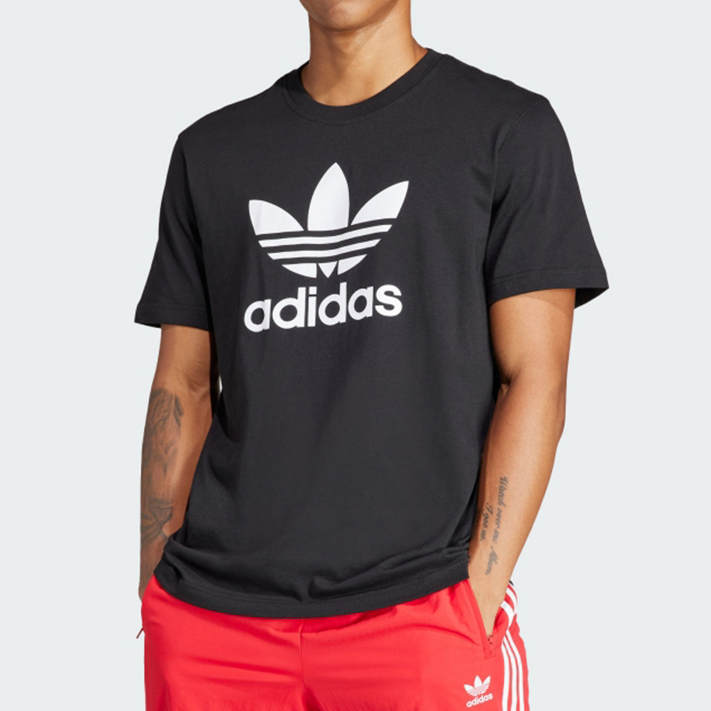 Adidas Trefoil T-Shirt 男款 黑色 經典 三葉草 印花 運動 休閒 短袖 IU2364