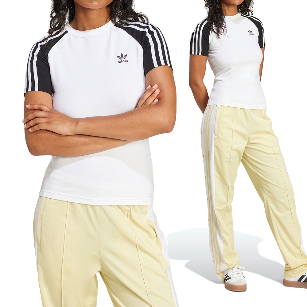 Adidas 3S Slim Tee 女款 白色 修身 復古 插肩袖 休閒 短袖 JD0834