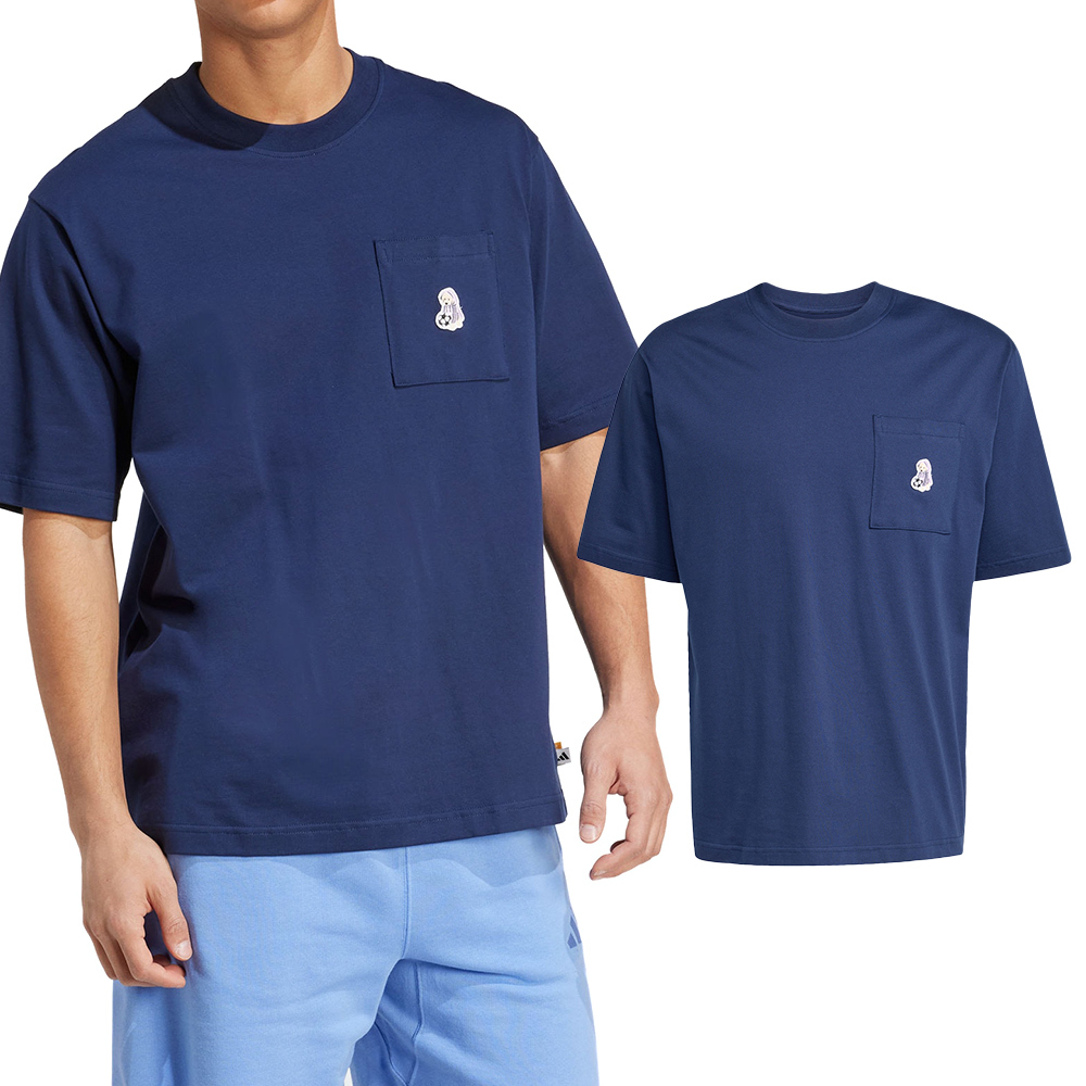 Adidas M Dog Ftball T 男款 藍色 狗狗 印花 寬鬆 棉質 T恤 休閒 短袖 JL9236