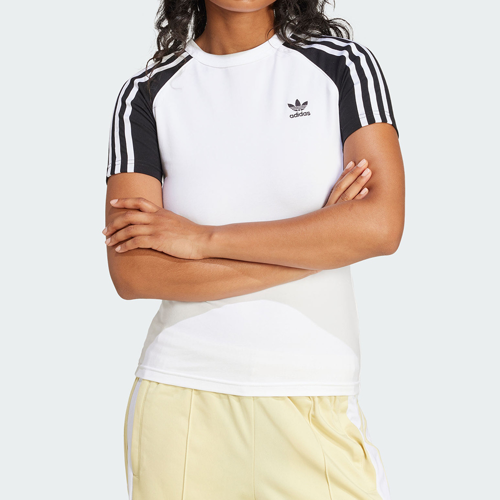 Adidas 3S Slim Tee 女款 白色 修身 復古 插肩袖 休閒 短袖 JD0834