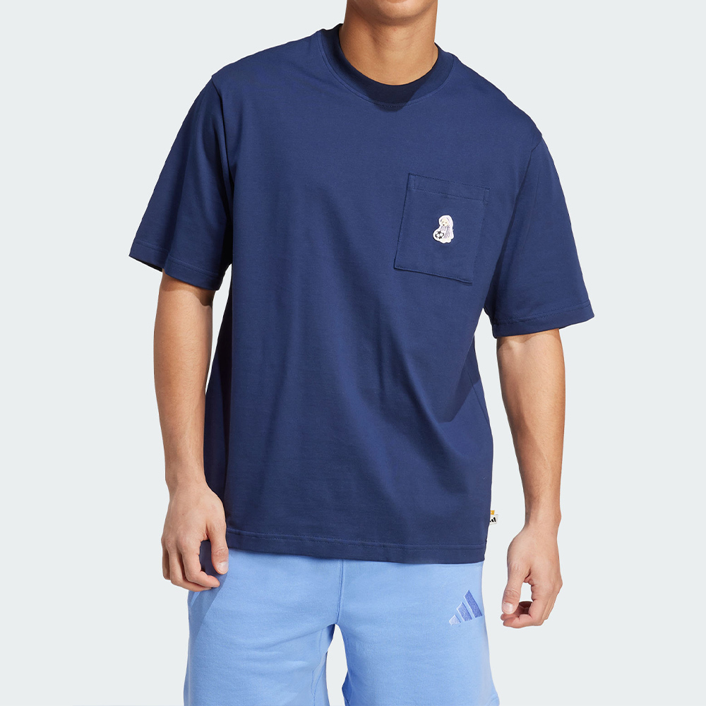 Adidas M Dog Ftball T 男款 藍色 狗狗 印花 寬鬆 棉質 T恤 休閒 短袖 JL9236