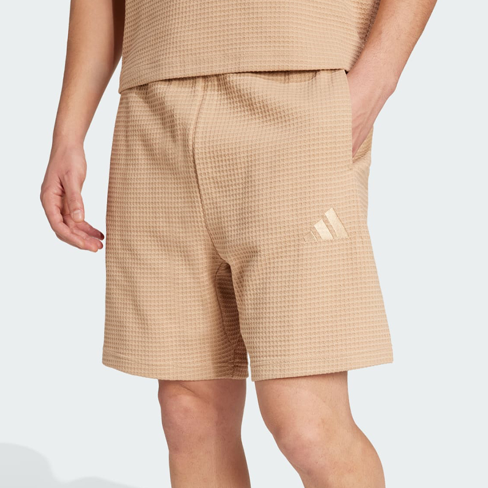 Adidas M A Szn M Sh 男款 卡其色 寬鬆 華夫格 針織 抽繩 休閒 短褲 JL6563