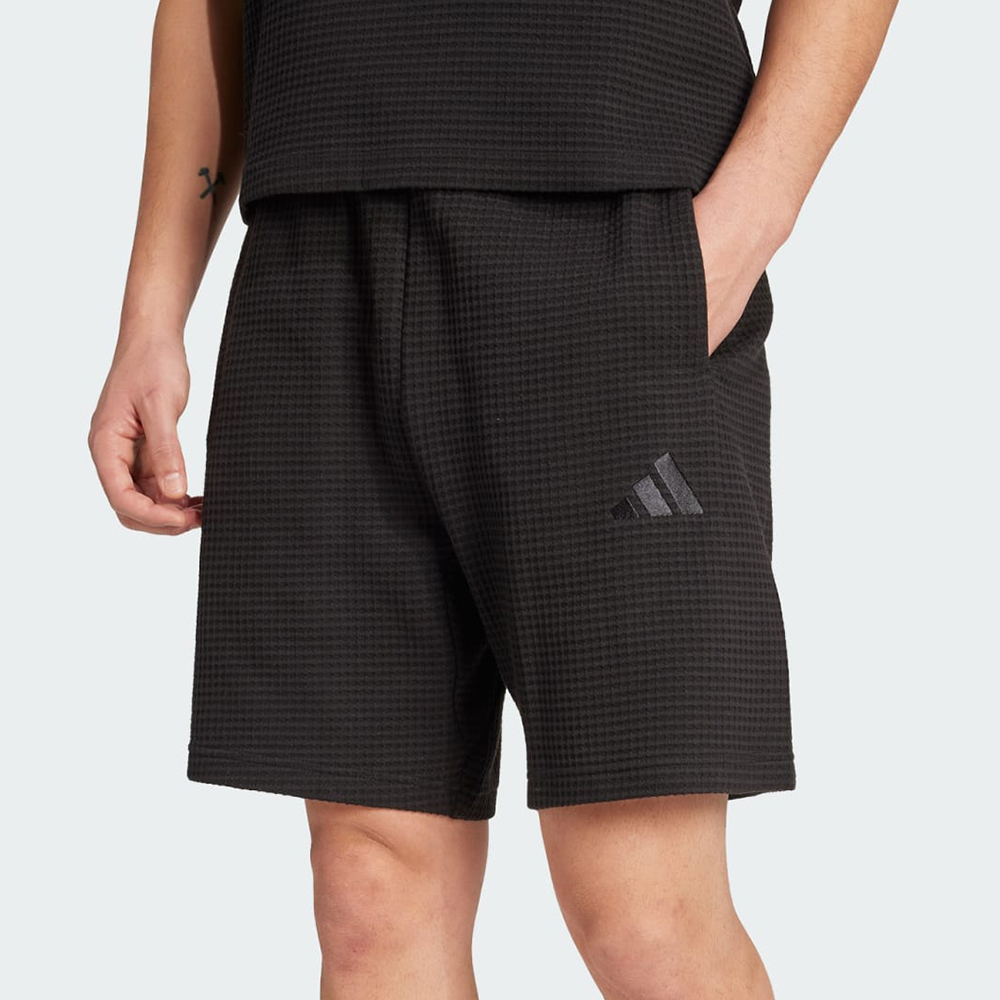 Adidas M A Szn M Sh 男款 黑色 寬鬆 華夫格 針織 抽繩 休閒 短褲 JL6561