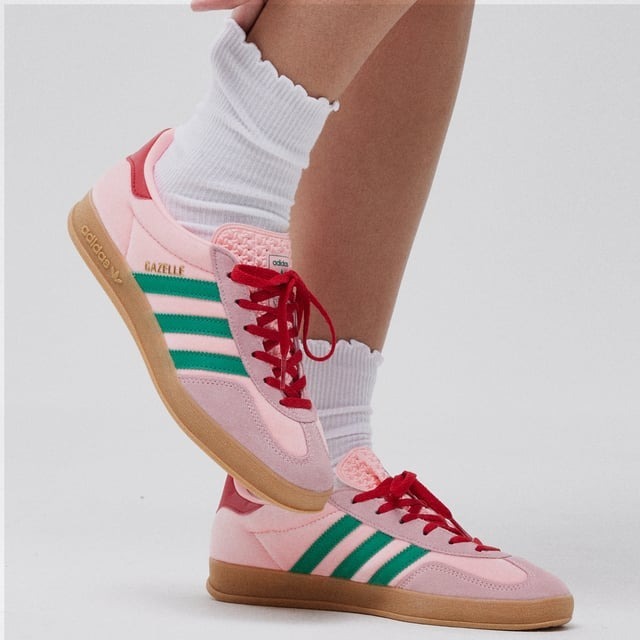 ADIDAS 休閒鞋 GAZELLE INDOOR 粉綠 天鵝絨 德訓鞋 女 JI2713
