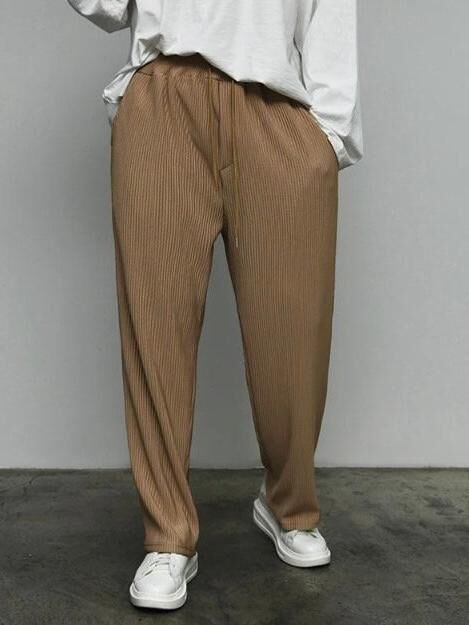 淨色暗直紋鬆身褲 PEACOCK-150P