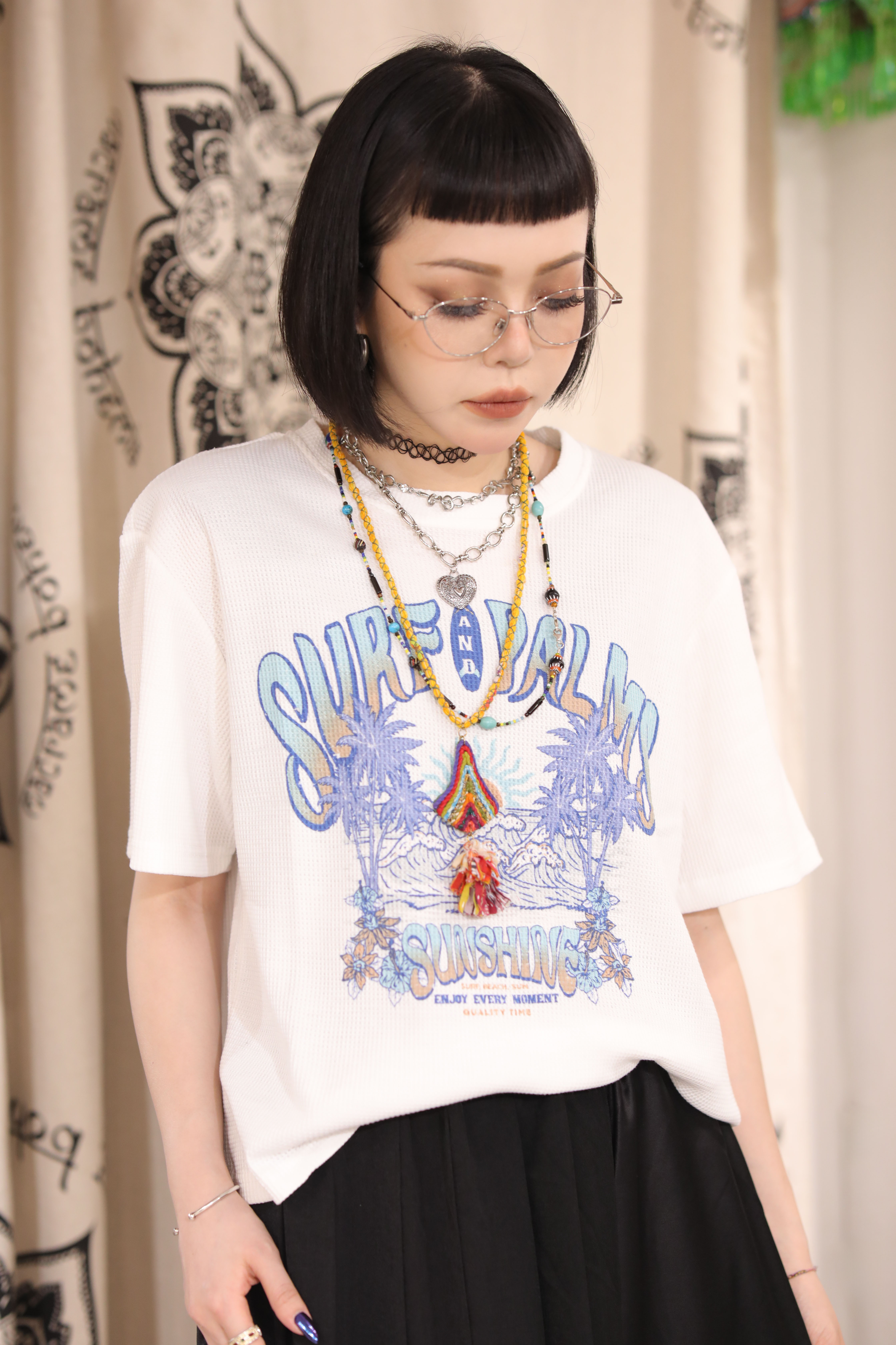 Surf & Palms T裇 - 4CA-5302 - White F12 / Green F11