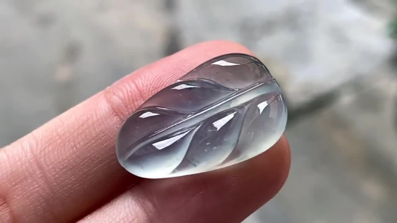 翡翠玻璃藍鋼葉子,天然翡翠A玉, 緬甸玉, Jade, Jadeite