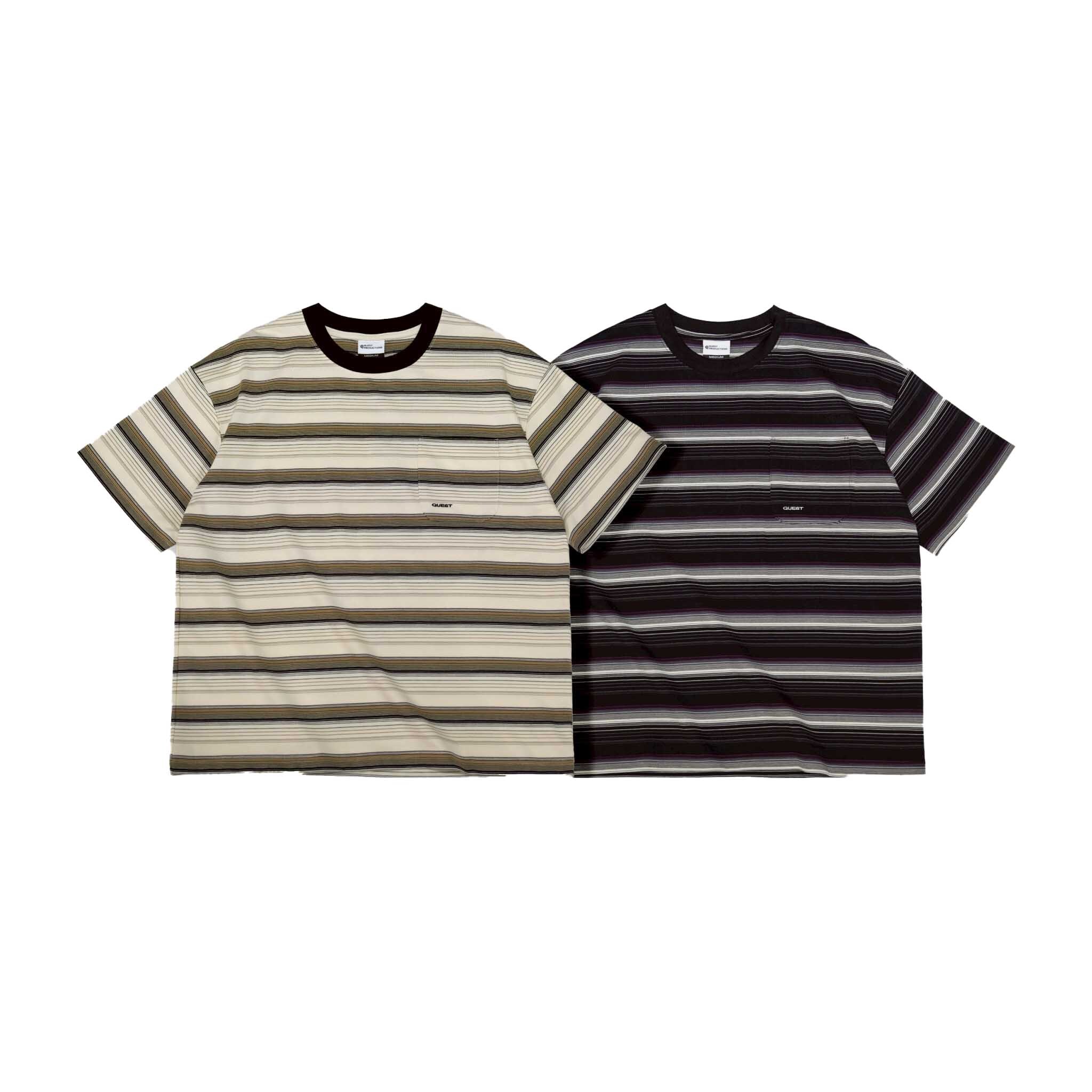 【車庫服飾】QUEST Striped Pocket Tee / 條紋撞色短T