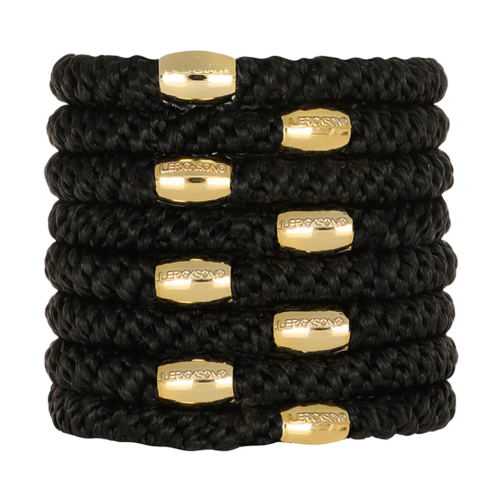 L. ERICKSON 彈力髮圈-8入〈經典黑／金珠〉