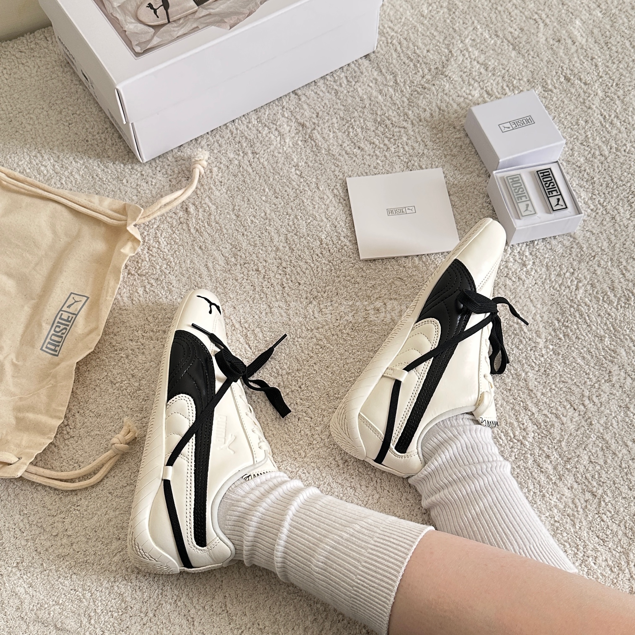 #現貨 ROSÉ × PUMA SPEEDCAT 白色 皮革蝴蝶結款 賽車鞋