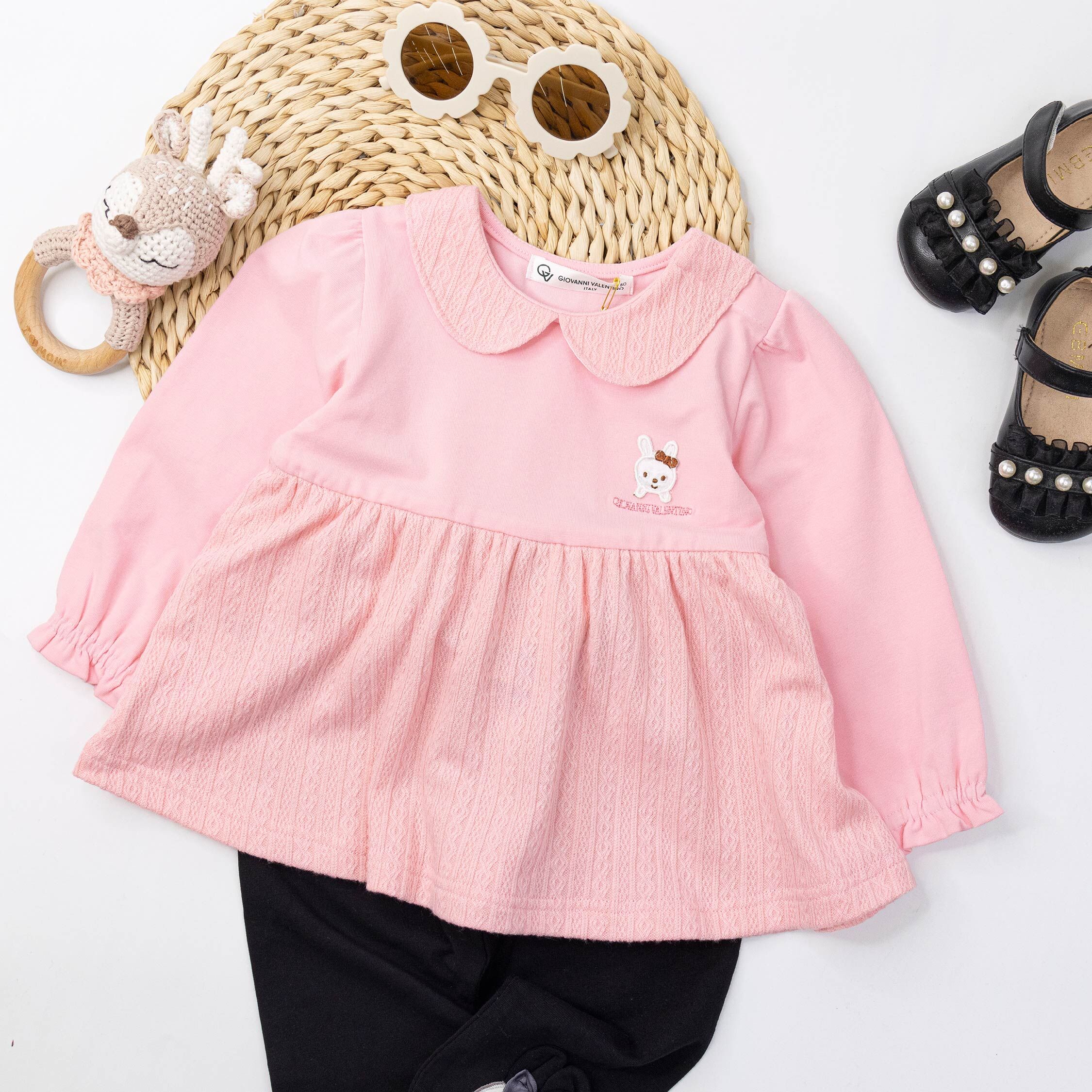 范侖鐵諾【32553】可愛兔兔小標針織拼接上衣＊二色