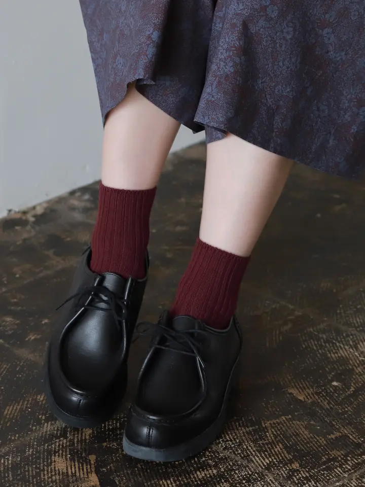 [現貨優惠] 靴下屋 粗針2×2羅紋短襪 灰