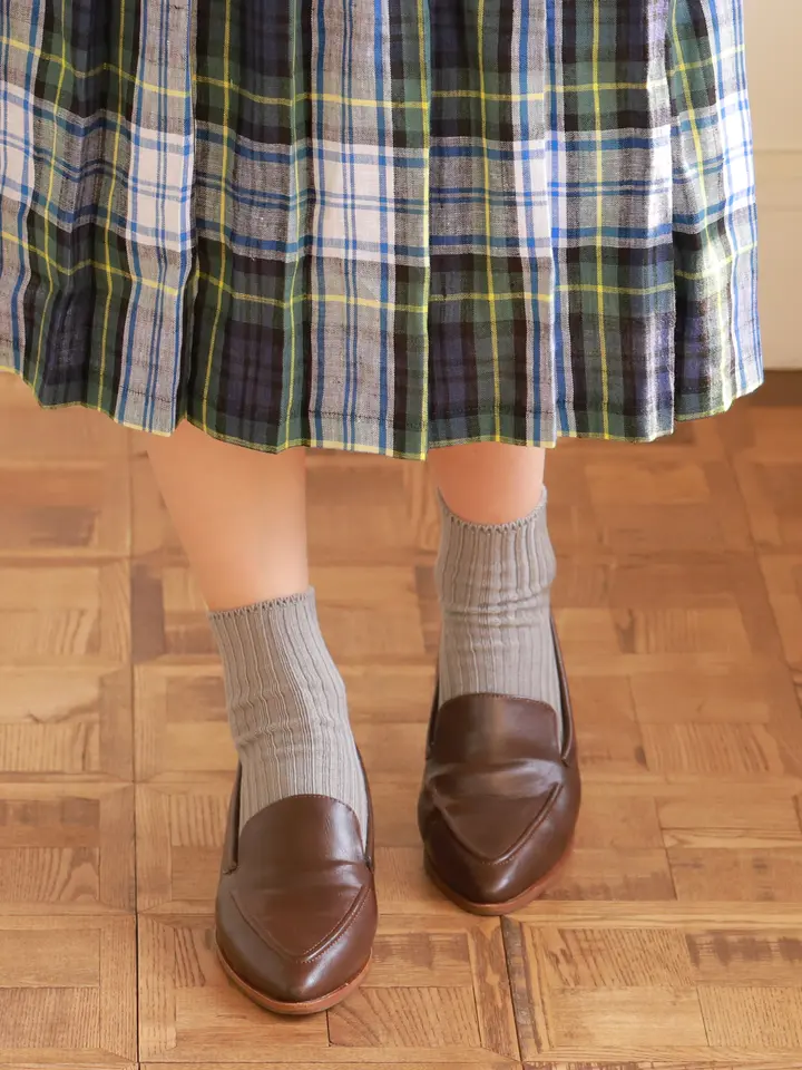 [現貨優惠] 靴下屋 粗針2×2羅紋短襪 灰