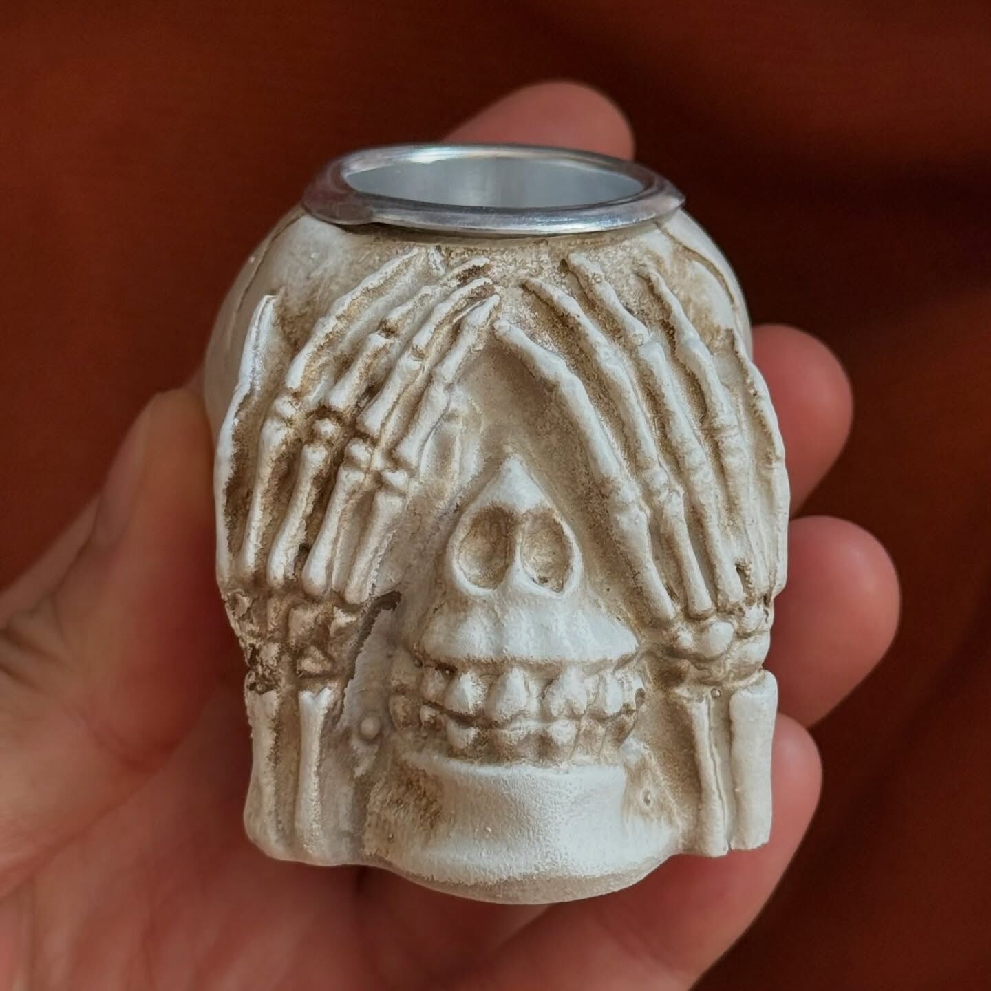 [原石] 萬聖節裝飾 骷髏頭水晶球座 / 燭台