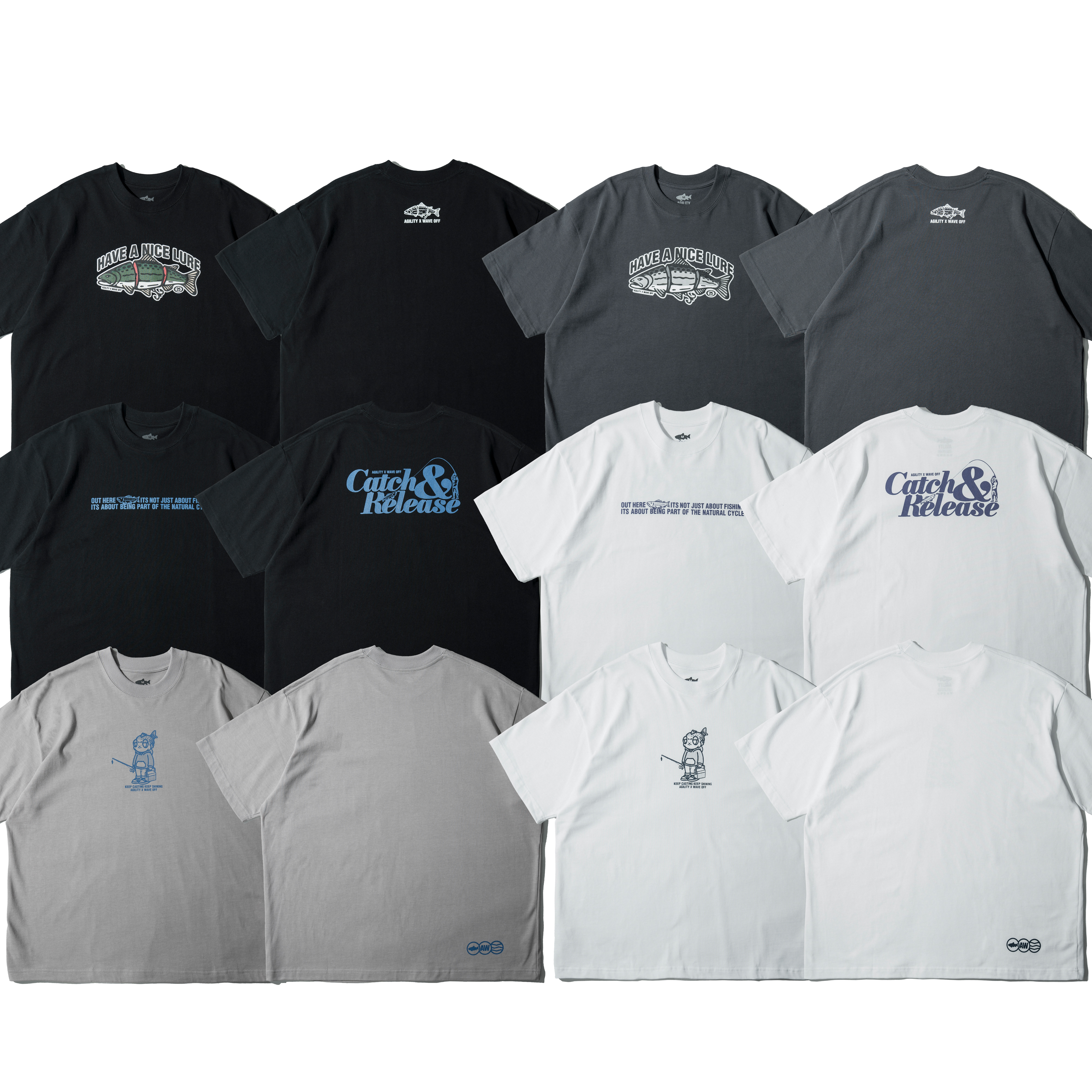 ｜WAVE OFF｜JKS AGILITY 聯名 HAVE NICE LURE CATCH & RELEASE GONE FISHING 短袖 上衣 短T 城市 釣魚 路亞