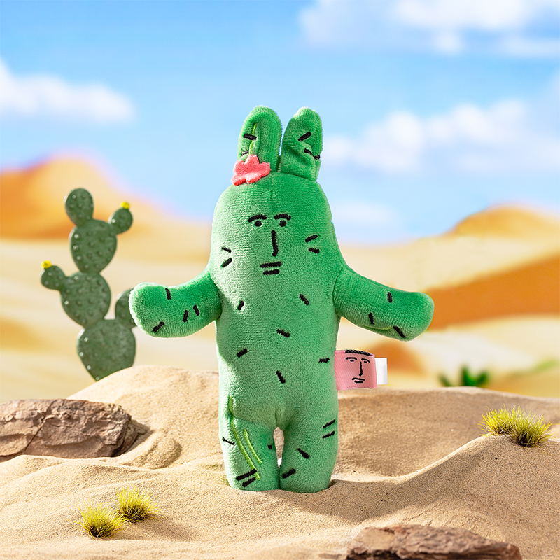 粉紅兔子仙人掌公仔吊飾