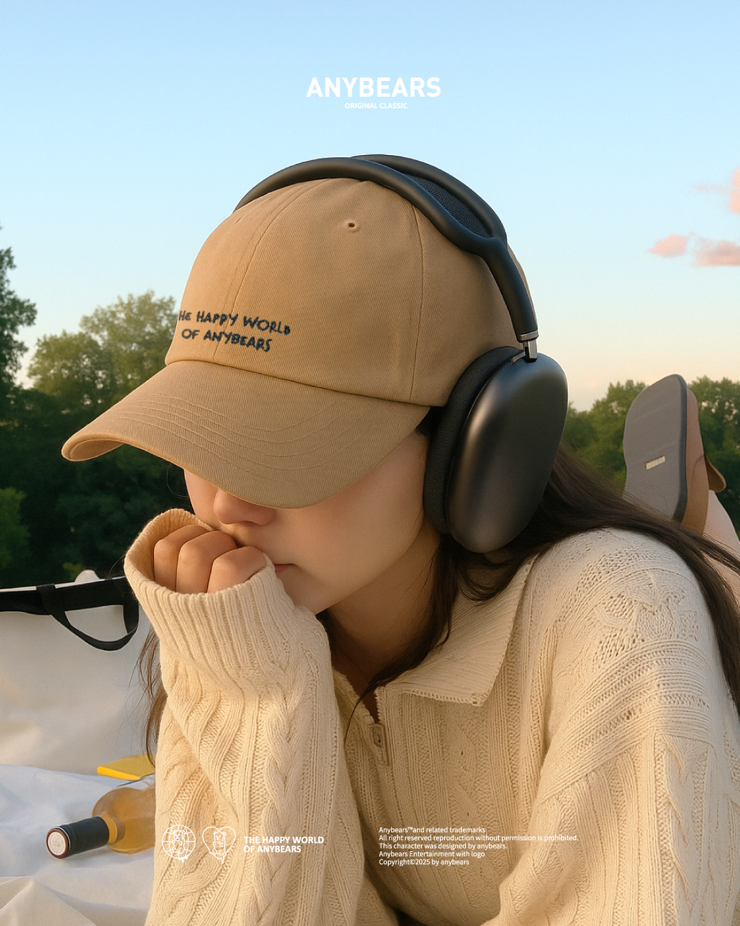 ANYBEARS® The Happy World Cap 刺繡鴨舌帽