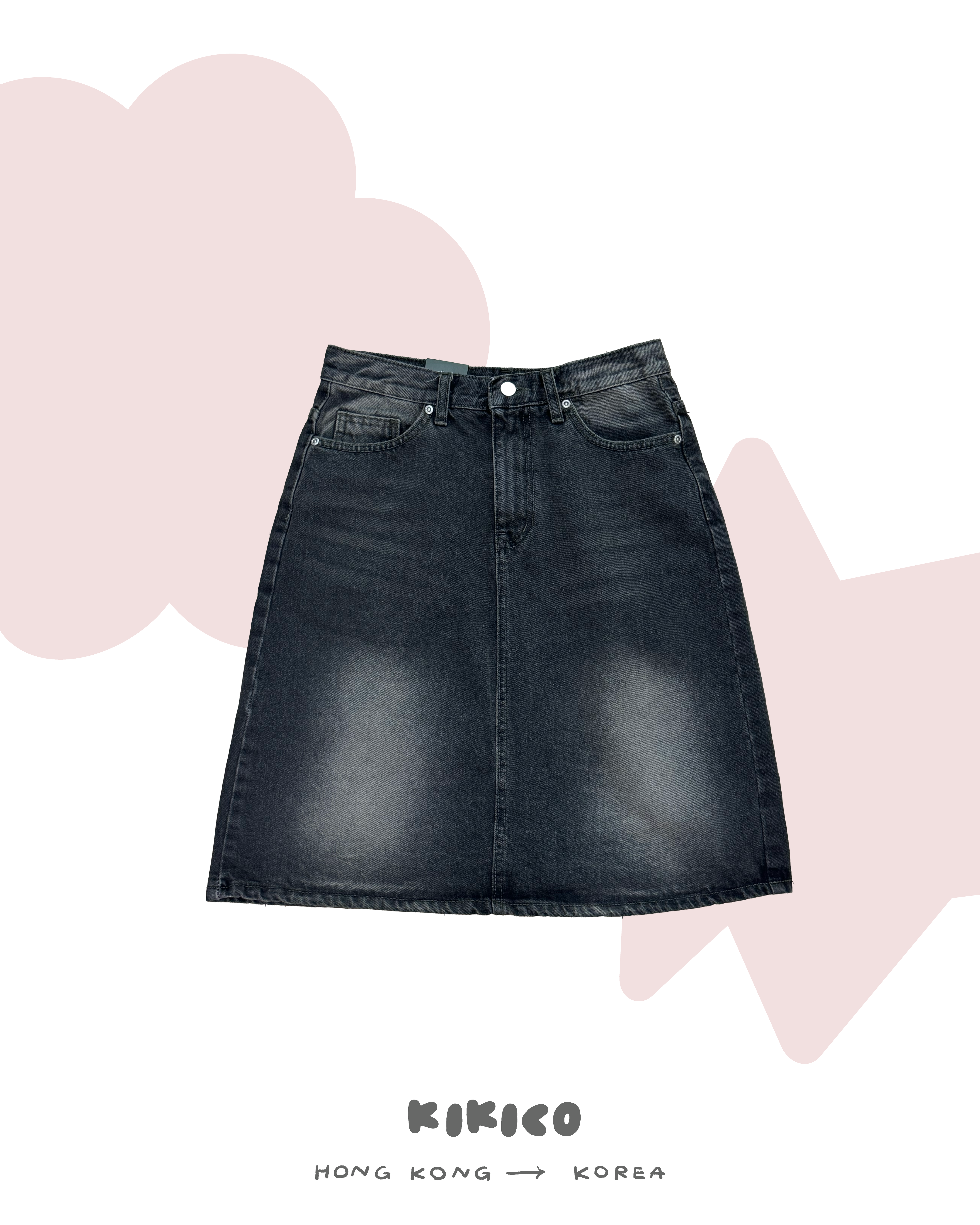 刷色做舊中膝牛仔半裙