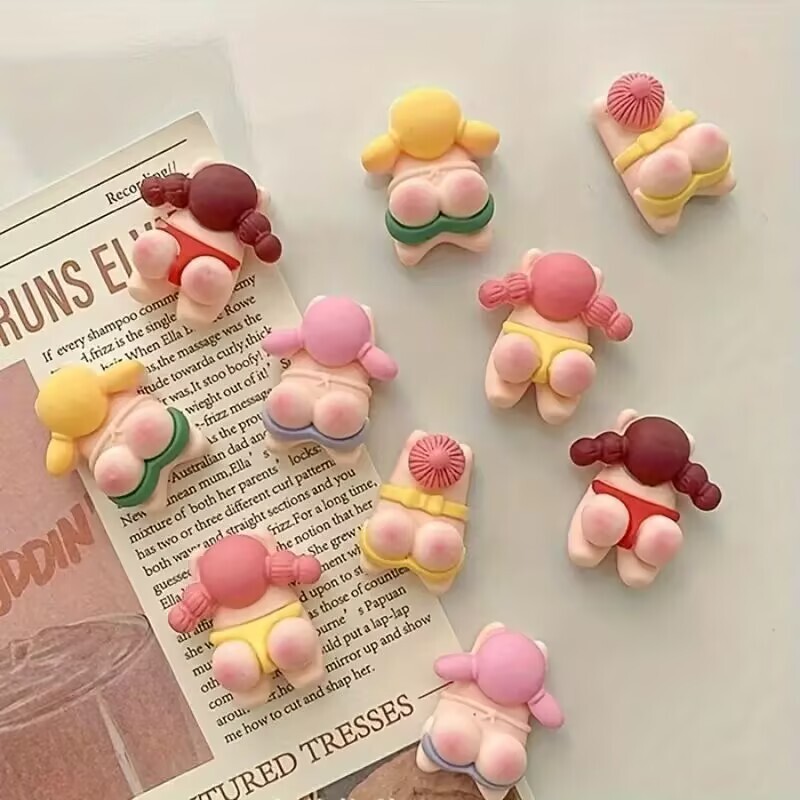 《6227》粉紅桃子屁屁迷你冰箱磁鐵（5入）