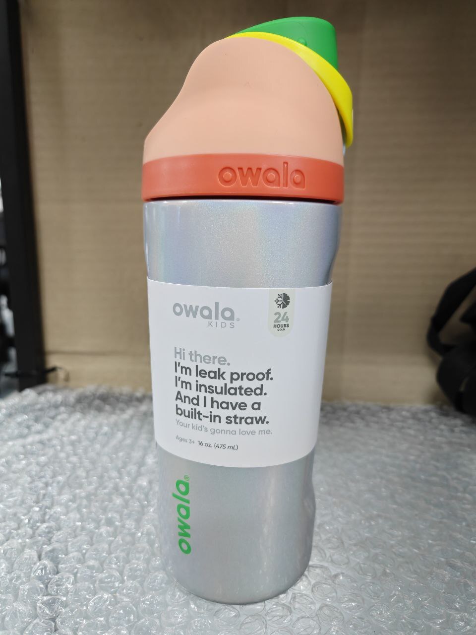 [S] OWALA KIDS FREESIP STAINLESS STEEL WATER BOTTLE 16 OZ, 840467305207 (SO21)