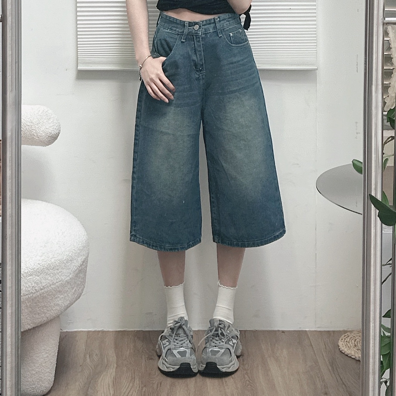 水洗牛仔七分褲/二色