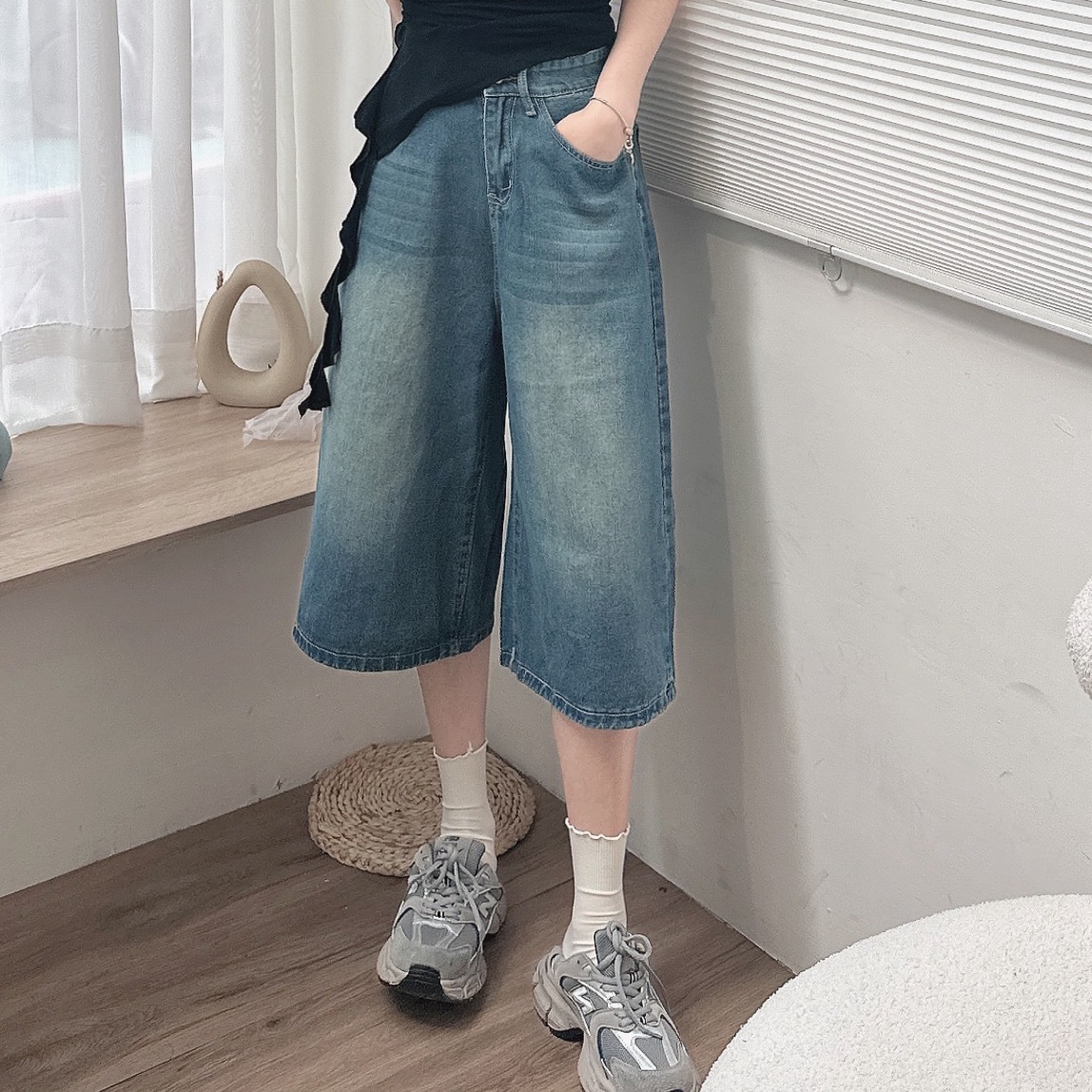 水洗牛仔七分褲/二色