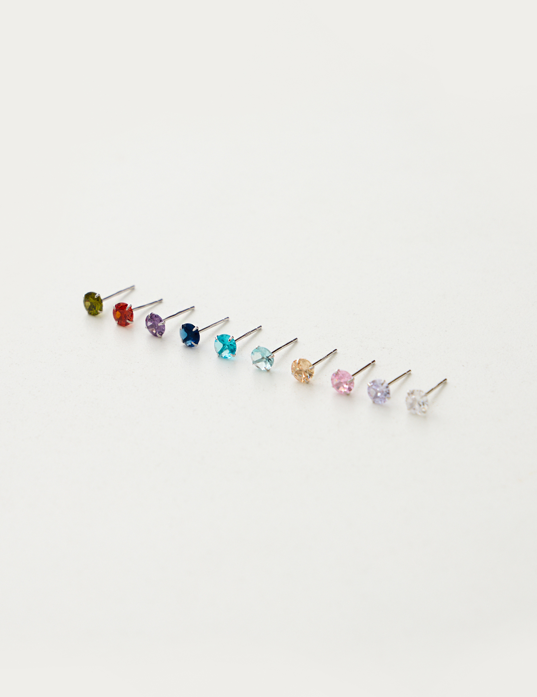 【925純銀】經典單鑽。針式耳環-3mm / 5mm