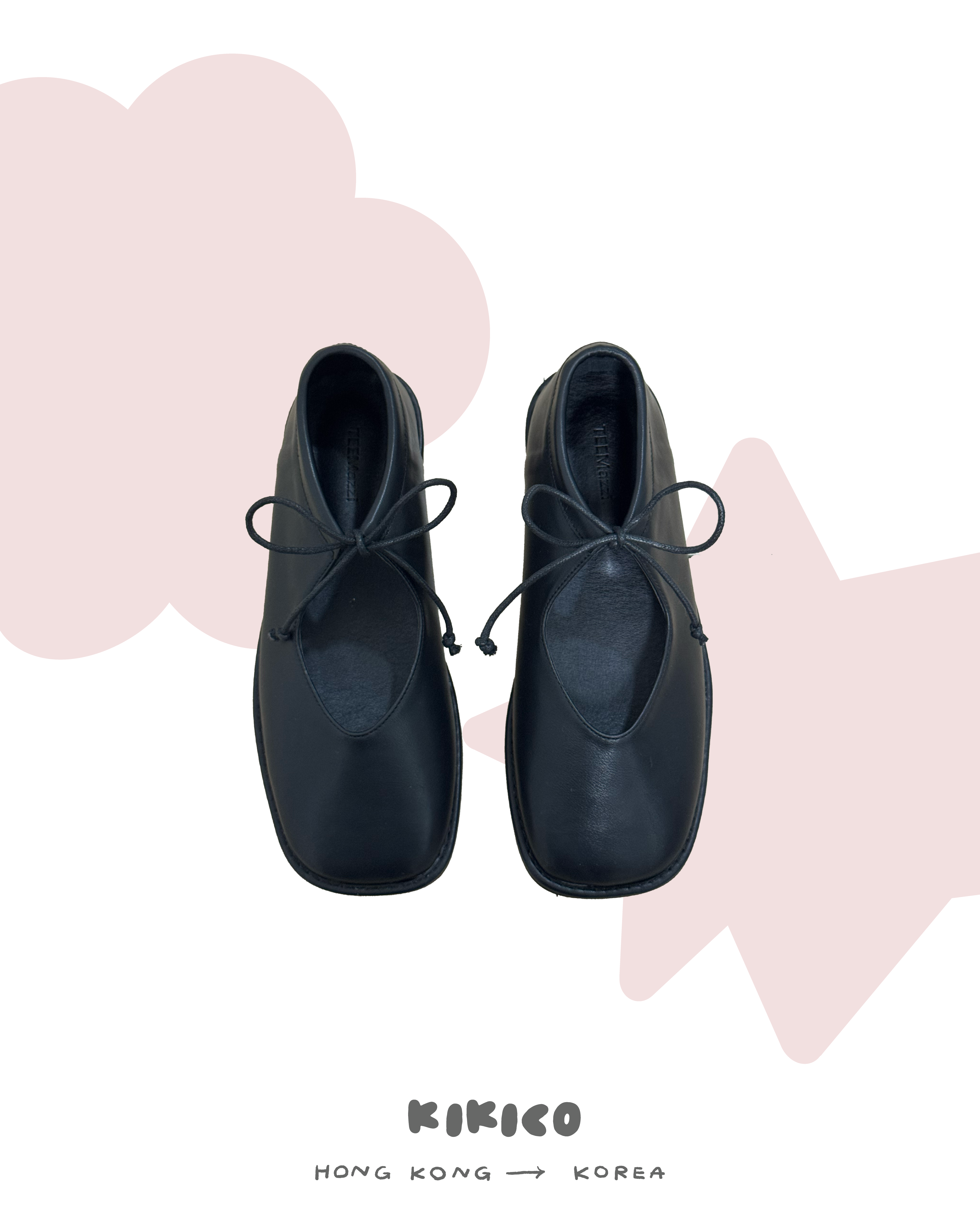 可愛綁結方頭平底鞋