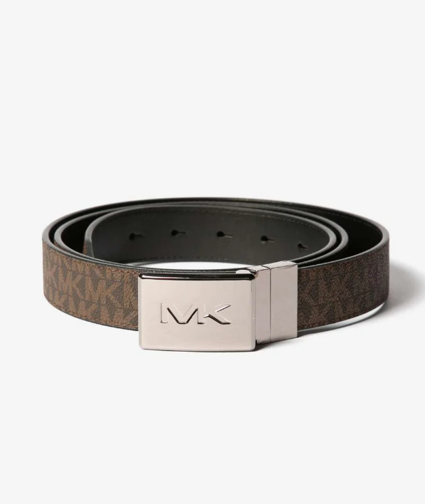 [S] MICHAEL KORS 36H3LBLY7B 31MM CTFR FST MK PLQ BELT,BROWN/BLACK, 196237318572 (SMK896)