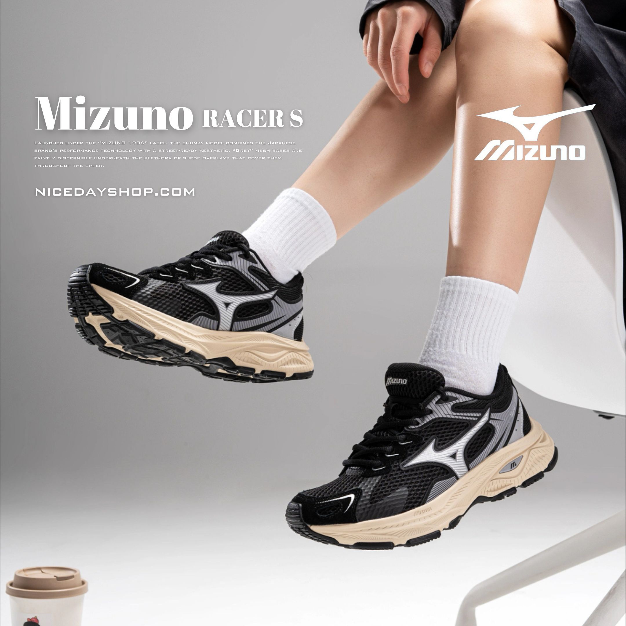 NICEDAY 代購 Mizuno Racer S 復古 黑武士 卡其 灰 米白 水泥灰 奶油底 機能 慢跑 D1GH223508