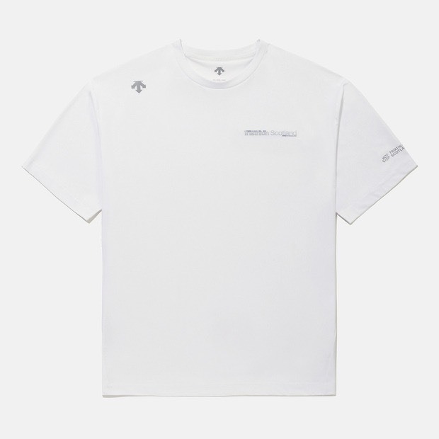 DESCENTE 迪桑特 小LOGO 三鐵限量聯名 短袖 白色