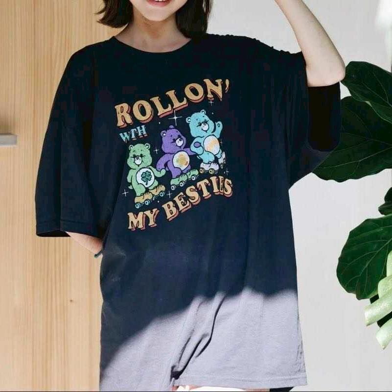 【美式休閒風熊熊字母造型棉tee】（現貨）