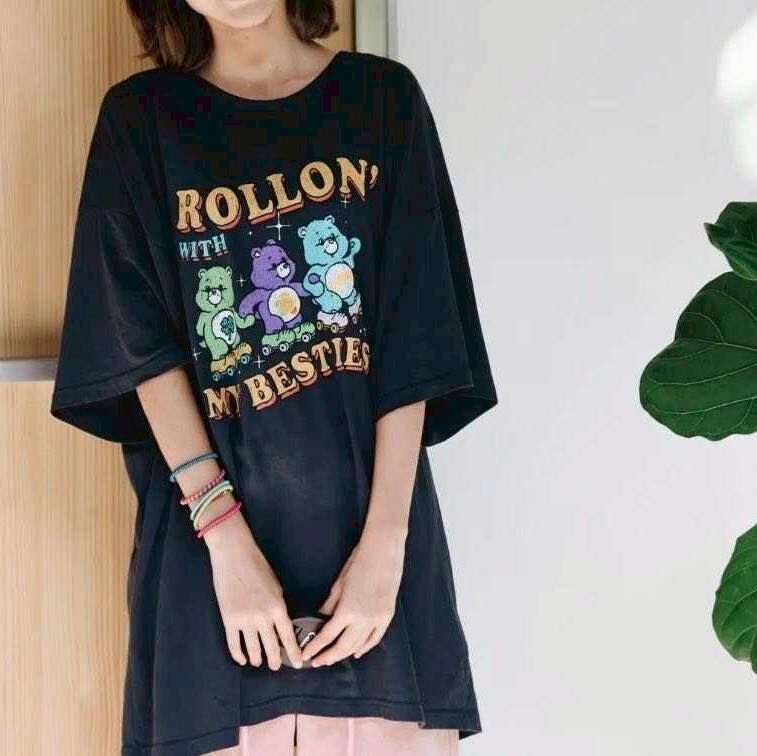 【美式休閒風熊熊字母造型棉tee】（現貨）