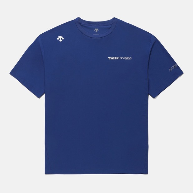 DESCENTE 迪桑特 小LOGO 三鐵限量聯名 短袖 寶藍色