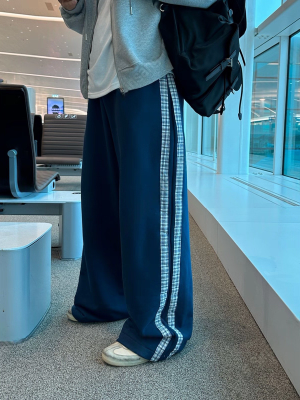 (韓國獨家特價)Market 格紋拼色休閒褲