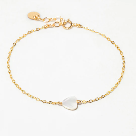 1YA0903-830 YAY PARIS Bracelet Mother of Pearl Heart Laminated Gold #3copr101 (A-EU-E)