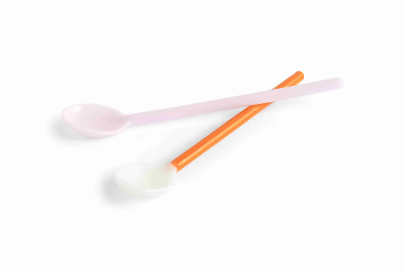 HAY | 攪拌匙 Glass Spoons Duo - 亮粉+亮橘 (set of 2)