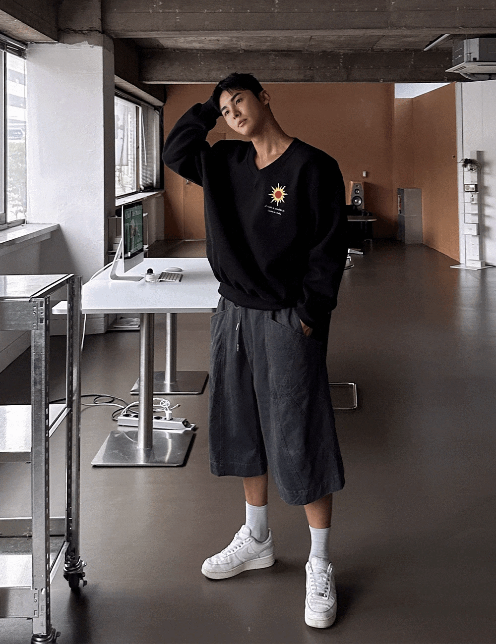 Peanut 水洗百慕達短褲