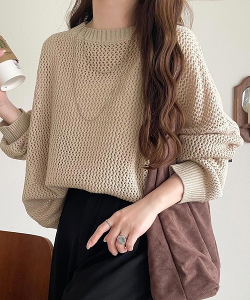 日本🇯🇵連線 JAVA 洞洞毛線針織衫 網眼針織 毛衣 針織衫 休閒 寬鬆 長袖 男女可穿 4色(任買兩件711免運)/預購