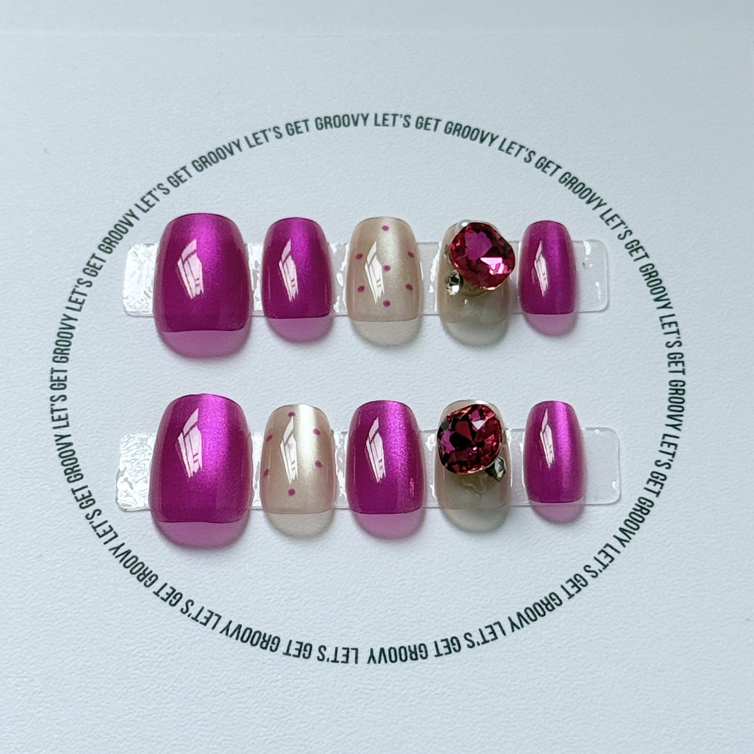 Slay ︳Hot Pink Dots。Diamond Charms